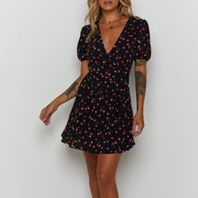 Load image into Gallery viewer, Cute V-Neck Floral Printed Short Sleeve Dress