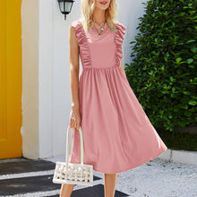 Load image into Gallery viewer, Vintage Ruffle Sleeveless Vacation Dress