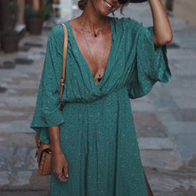 Load image into Gallery viewer, Elegant V-Neck Printed Maxi Dress