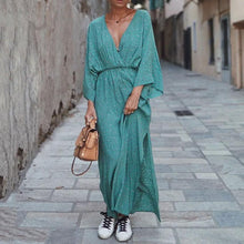 Load image into Gallery viewer, Elegant V-Neck Printed Maxi Dress