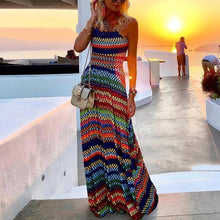 Load image into Gallery viewer, Rainbow One Shoulder Printed Maxi Dress