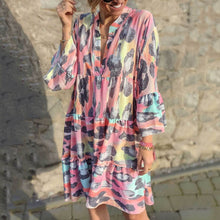 Load image into Gallery viewer, Boho Style Leopard Printed Mini Dress