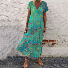 Load image into Gallery viewer, Boho V-Neck Printed Casual Maxi Dress