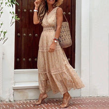Load image into Gallery viewer, Elegant V-Neck Chiffon Maxi Dress