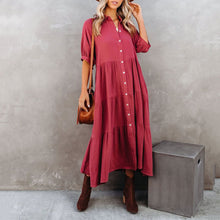 Load image into Gallery viewer, Elegant Butoon Cottton Casual Maxi Dress