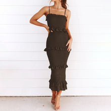 Load image into Gallery viewer, Solid Color Sling Ruffle Cake Dress