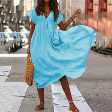 Load image into Gallery viewer, V-Neck Irregular Maxi Dress