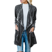 Load image into Gallery viewer, Gold Velvet Mid-length Trench Coat