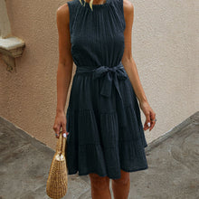 Load image into Gallery viewer, Solid Color Sleeveless Lace-Up Dress