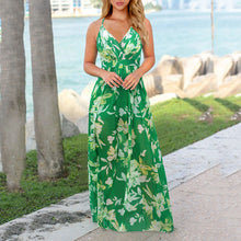 Load image into Gallery viewer, Bohemian Floral Print Suspender Maxi Dress