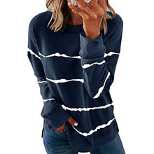 Load image into Gallery viewer, Striped Round Neck Loose Long Sleeve T-shirt
