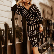 Load image into Gallery viewer, V-Neck Print Bodycon Dress