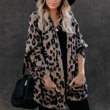 Load image into Gallery viewer, Knit Leopard Sweater Coat