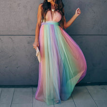Load image into Gallery viewer, Gradient Rainbow Mesh Sling Dress