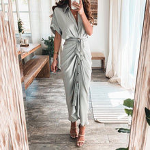 Load image into Gallery viewer, Elegant Commuter Solid Color V-Neck Maxi Dress