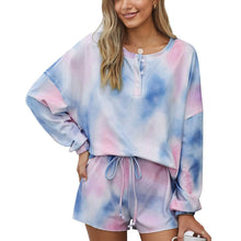 Load image into Gallery viewer, Long-sleeved Shorts Tie-dye Pajamas Suit Set