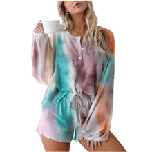 Load image into Gallery viewer, Long-sleeved Shorts Tie-dye Pajamas Suit Set