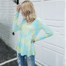 Load image into Gallery viewer, Tie-dyed V-neck Loose Long Sleeve Top
