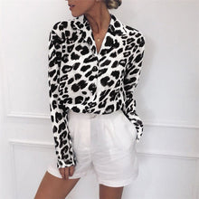 Load image into Gallery viewer, Leopard Print V-neck Chiffon Shirt