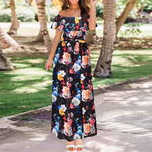 Load image into Gallery viewer, One-Shoulder Floral Bohemian Dress