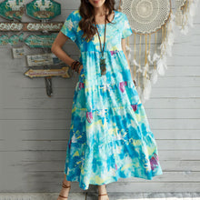 Load image into Gallery viewer, Flower Printed Round Neck Maxi Dress