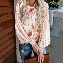 Load image into Gallery viewer, Floral Print Round Neck Chiffon Shirt