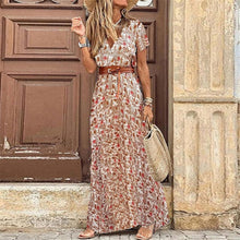 Load image into Gallery viewer, Elegant V-Neck Printed Short Sleeve Maxi Dress