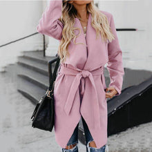Load image into Gallery viewer, New Lapel Solid Color Long Windbreaker Casual Outerwear