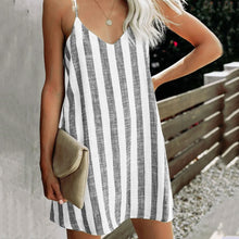 Load image into Gallery viewer, Cute Stripe Printed V-Neck Mini Dress