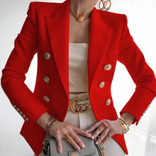 Load image into Gallery viewer, Solid Double-Breasted Slim-Fit Blazer Coat