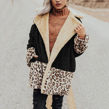 Load image into Gallery viewer, Lapel Thick Plush Stitching Leopard Coat