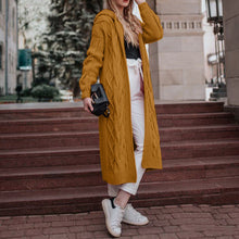 Load image into Gallery viewer, Casual Solid Color Hooded Knit Long Cardigan