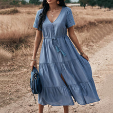 Load image into Gallery viewer, Solid Color V-Neck Dress