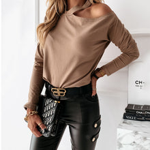 Load image into Gallery viewer, Long Sleeve Halterneck Stitching Top