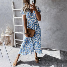 Load image into Gallery viewer, V Neck Floarl Printed Sexy Maxi Dress