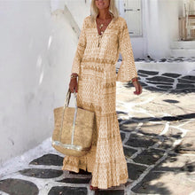 Load image into Gallery viewer, Bohemian Geometric Print V Neck Maxi Dress