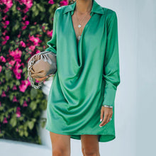 Load image into Gallery viewer, Elegant Lapel Collar V-Neck Mini Dress