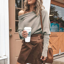 Load image into Gallery viewer, Elegant Off-Shoulder Long Sleeve Sweater Shirt