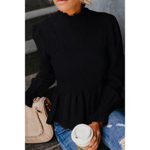Load image into Gallery viewer, Pleated Ruffled Turtleneck Top T-shirt