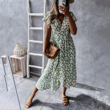 Load image into Gallery viewer, V Neck Floarl Printed Sexy Maxi Dress