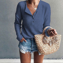 Load image into Gallery viewer, Solid Color Round neck Long Sleeve T-shirt