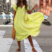 Load image into Gallery viewer, V-Neck Irregular Maxi Dress