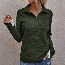 Load image into Gallery viewer, Lapel Zipper Cuff Stitching Sweatshirt