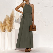 Load image into Gallery viewer, Halter Lace Up Backless Dress
