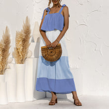 Load image into Gallery viewer, Lace-Up Ruffled Contrast Dress