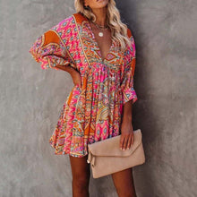 Load image into Gallery viewer, V-Neck Print Mini Dress