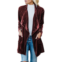 Load image into Gallery viewer, Gold Velvet Mid-length Trench Coat