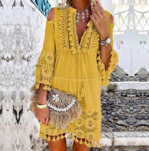 Load image into Gallery viewer, Bohemian Style Tassel Vacation Mini Dress