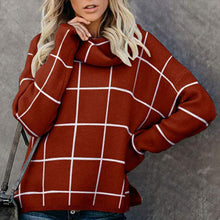 Load image into Gallery viewer, Turtleneck Pullover Plaid Sweater