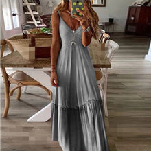 Load image into Gallery viewer, Casual V-Neck Gradient Color Maxi Dress